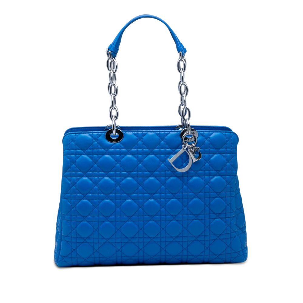 Pre-Loved Dior Large Lambskin Cannage Soft Zipped Lady Dior Shopping Tote